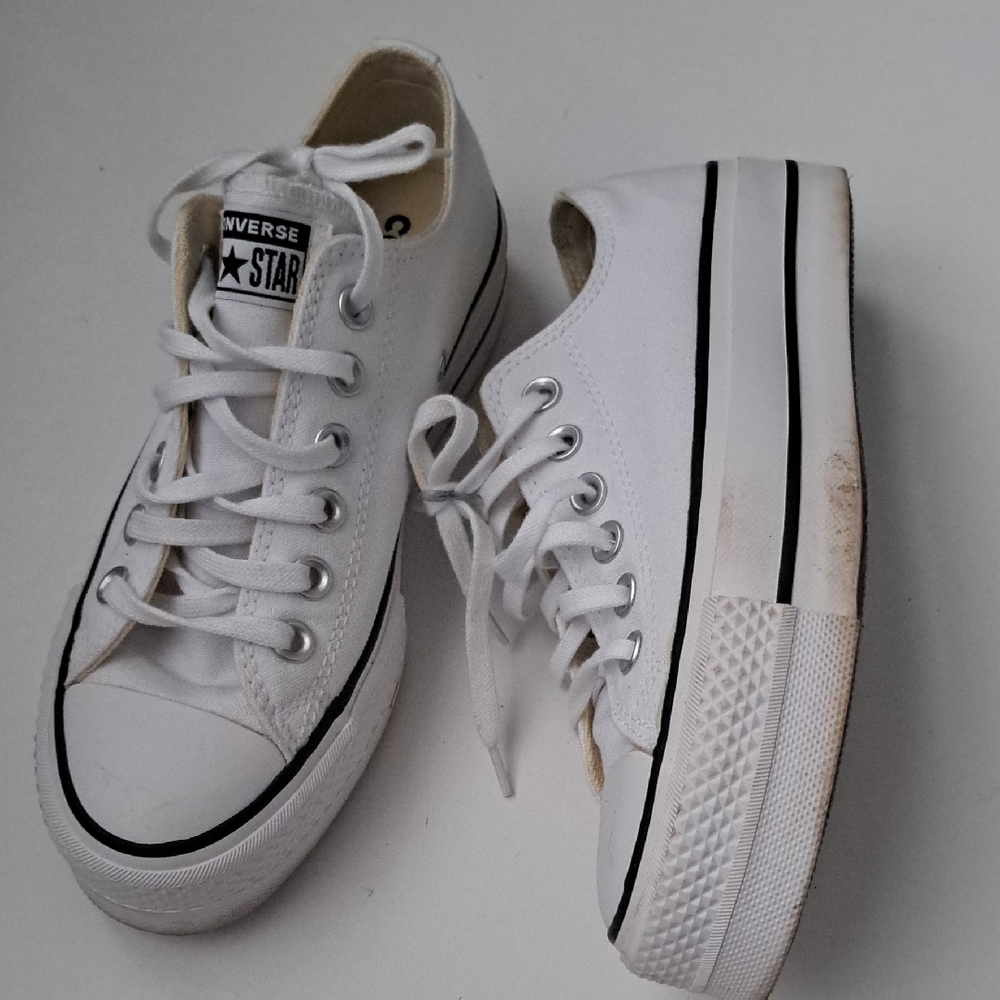 Converse White and Black Platform Sneakers
